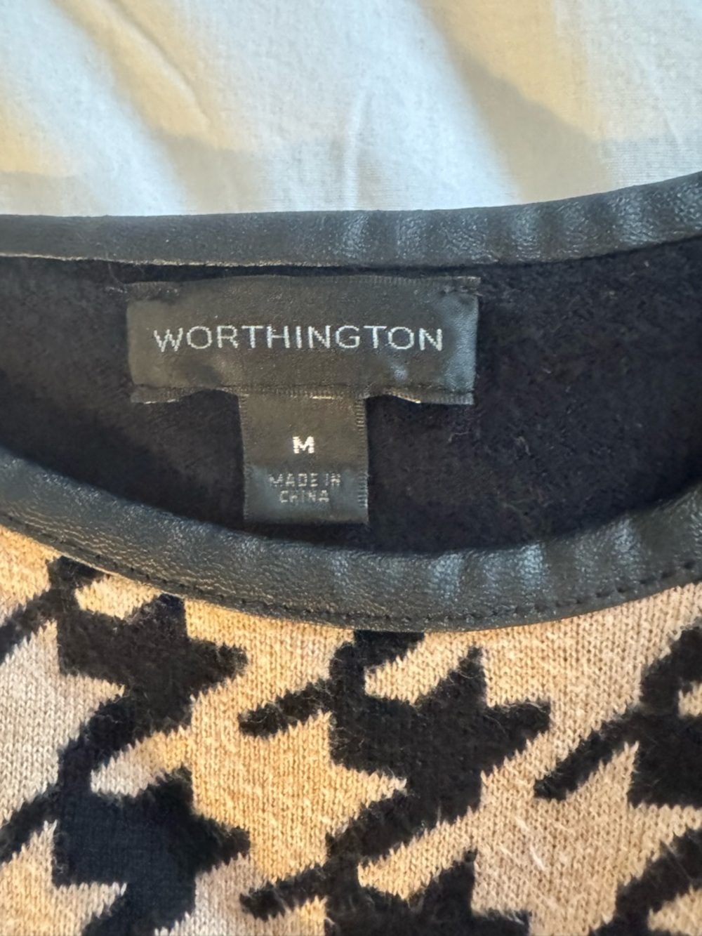 Worthington Short-Sleeve Houndstooth Knit Top - Black and Cream - Picture 4 of 4